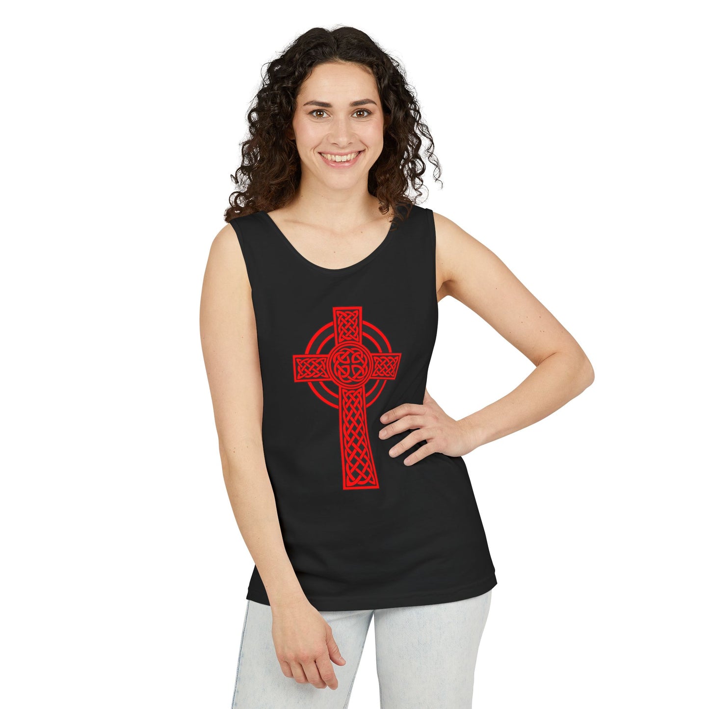 Women's Celtic Cross Thick Sleeve Tank - Red